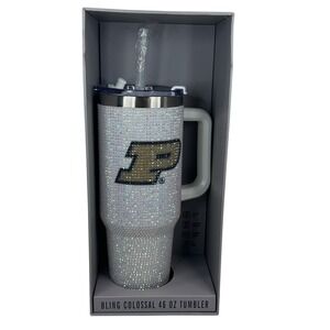 Purdue Boilermakers Bling‎ Colossal 46 oz Tumbler With Straw Insulated New READ